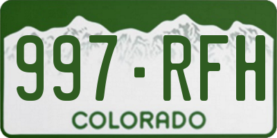 CO license plate 997RFH