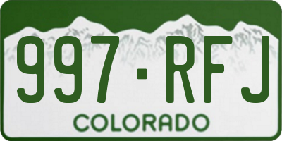 CO license plate 997RFJ