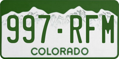 CO license plate 997RFM