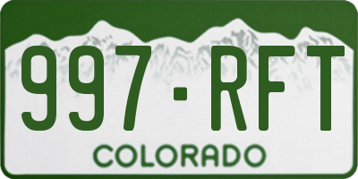 CO license plate 997RFT