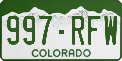 CO license plate 997RFW