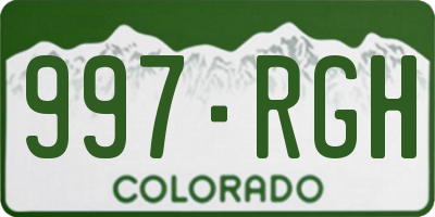 CO license plate 997RGH