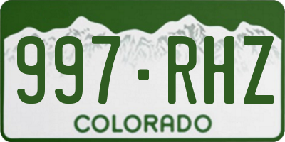CO license plate 997RHZ