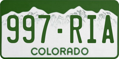 CO license plate 997RIA