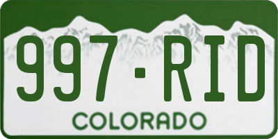 CO license plate 997RID