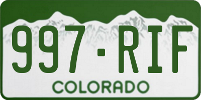 CO license plate 997RIF