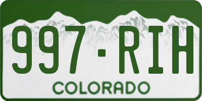 CO license plate 997RIH