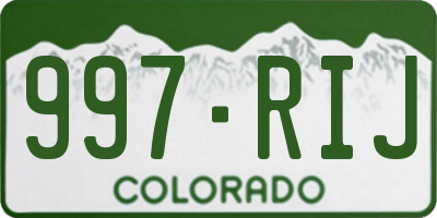 CO license plate 997RIJ
