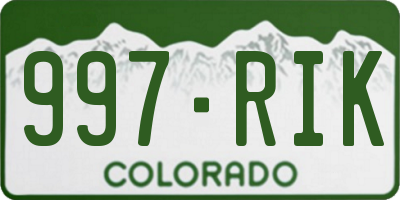 CO license plate 997RIK