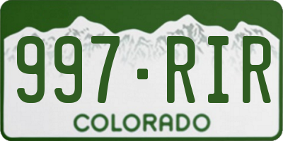 CO license plate 997RIR