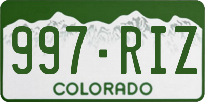 CO license plate 997RIZ