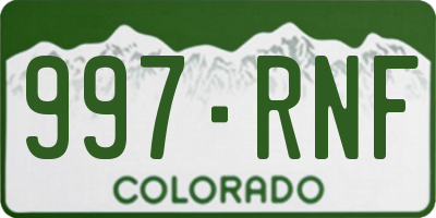 CO license plate 997RNF