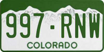 CO license plate 997RNW
