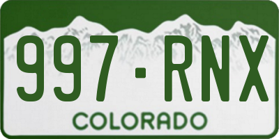 CO license plate 997RNX