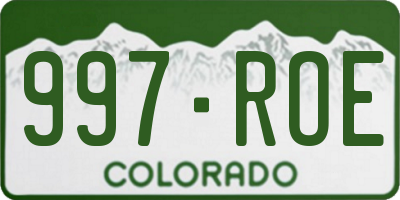 CO license plate 997ROE