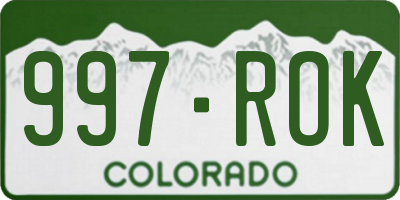 CO license plate 997ROK
