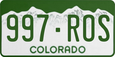 CO license plate 997ROS