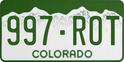 CO license plate 997ROT