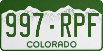CO license plate 997RPF