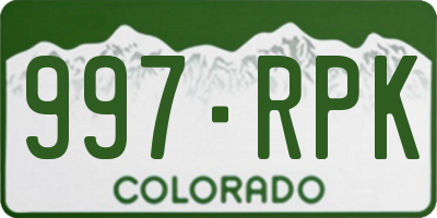 CO license plate 997RPK