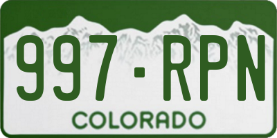 CO license plate 997RPN
