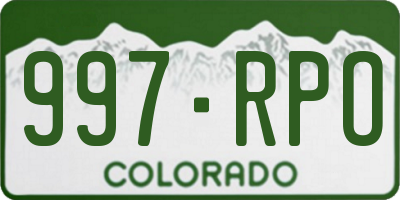 CO license plate 997RPO