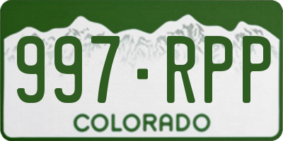 CO license plate 997RPP