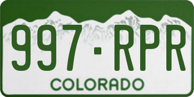 CO license plate 997RPR