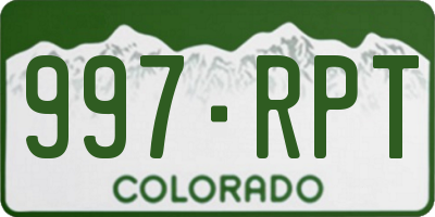 CO license plate 997RPT