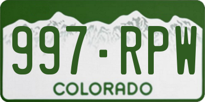 CO license plate 997RPW