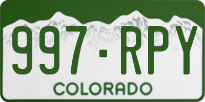 CO license plate 997RPY