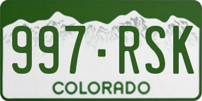 CO license plate 997RSK