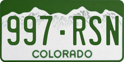 CO license plate 997RSN