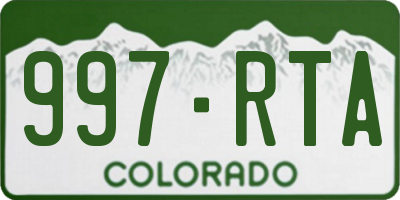 CO license plate 997RTA