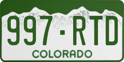 CO license plate 997RTD