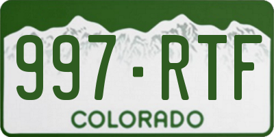 CO license plate 997RTF