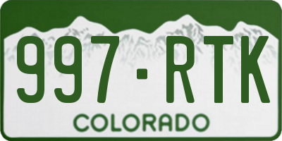 CO license plate 997RTK