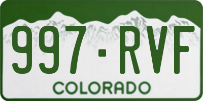 CO license plate 997RVF