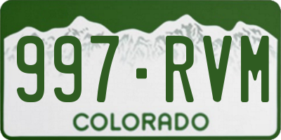 CO license plate 997RVM