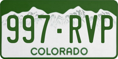 CO license plate 997RVP
