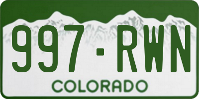 CO license plate 997RWN