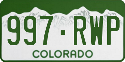 CO license plate 997RWP