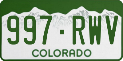 CO license plate 997RWV