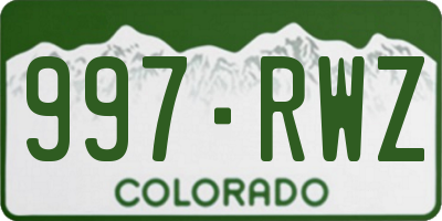CO license plate 997RWZ