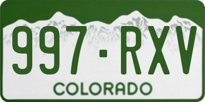 CO license plate 997RXV