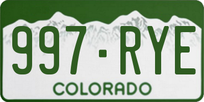 CO license plate 997RYE