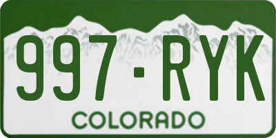 CO license plate 997RYK