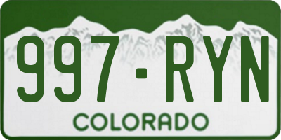 CO license plate 997RYN