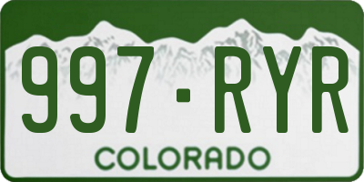 CO license plate 997RYR