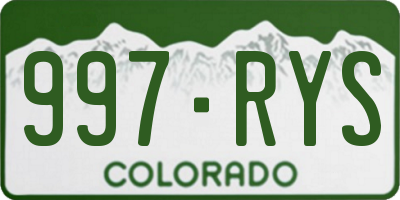 CO license plate 997RYS